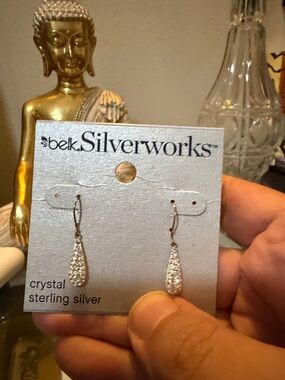 Silver Crystal Teardrop Earrings